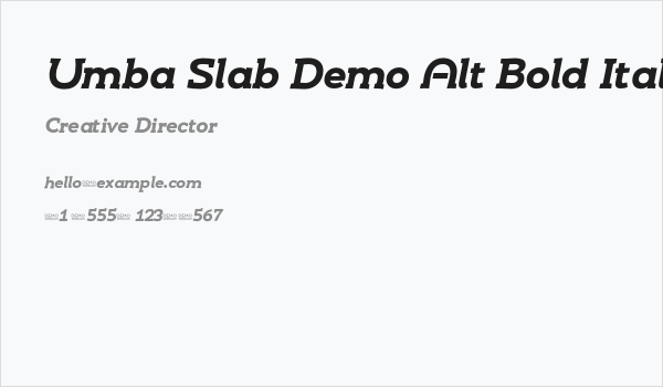 Umba Slab Demo Alt Bold Italic Business Card