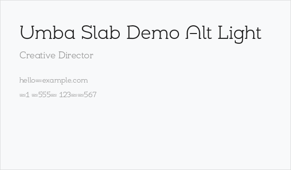 Umba Slab Demo Alt Light Business Card