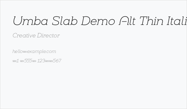 Umba Slab Demo Alt Thin Italic Business Card