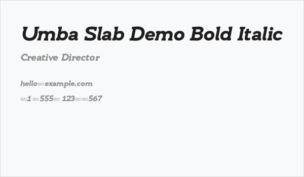 Umba Slab Demo Bold Italic Business Card