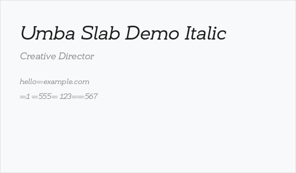 Umba Slab Demo Italic Business Card