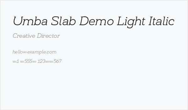 Umba Slab Demo Light Italic Business Card