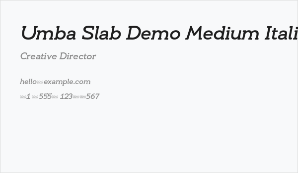Umba Slab Demo Medium Italic Business Card