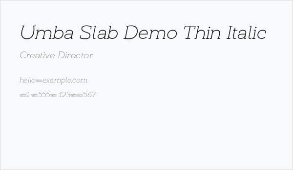 Umba Slab Demo Thin Italic Business Card