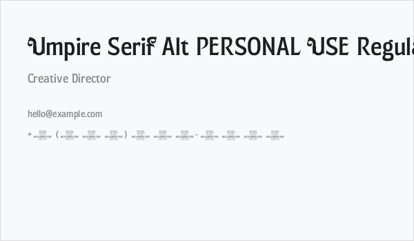 Umpire Serif Alt PERSONAL USE Regular Business Card