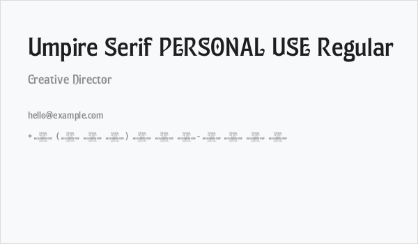 Umpire Serif PERSONAL USE Regular Business Card