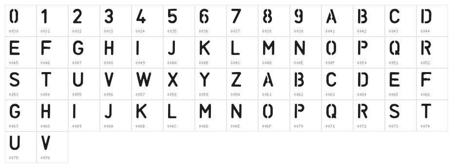 UNCONFORM  ROUND Character Map