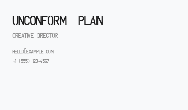 UNCONFORM  plain Business Card