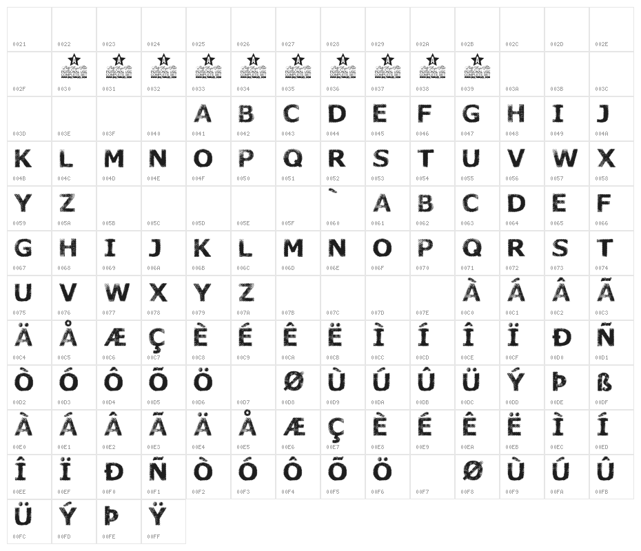 UNDERTOWN PERSONAL USE Regular Character Map
