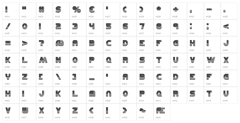 UNITED BRK Character Map