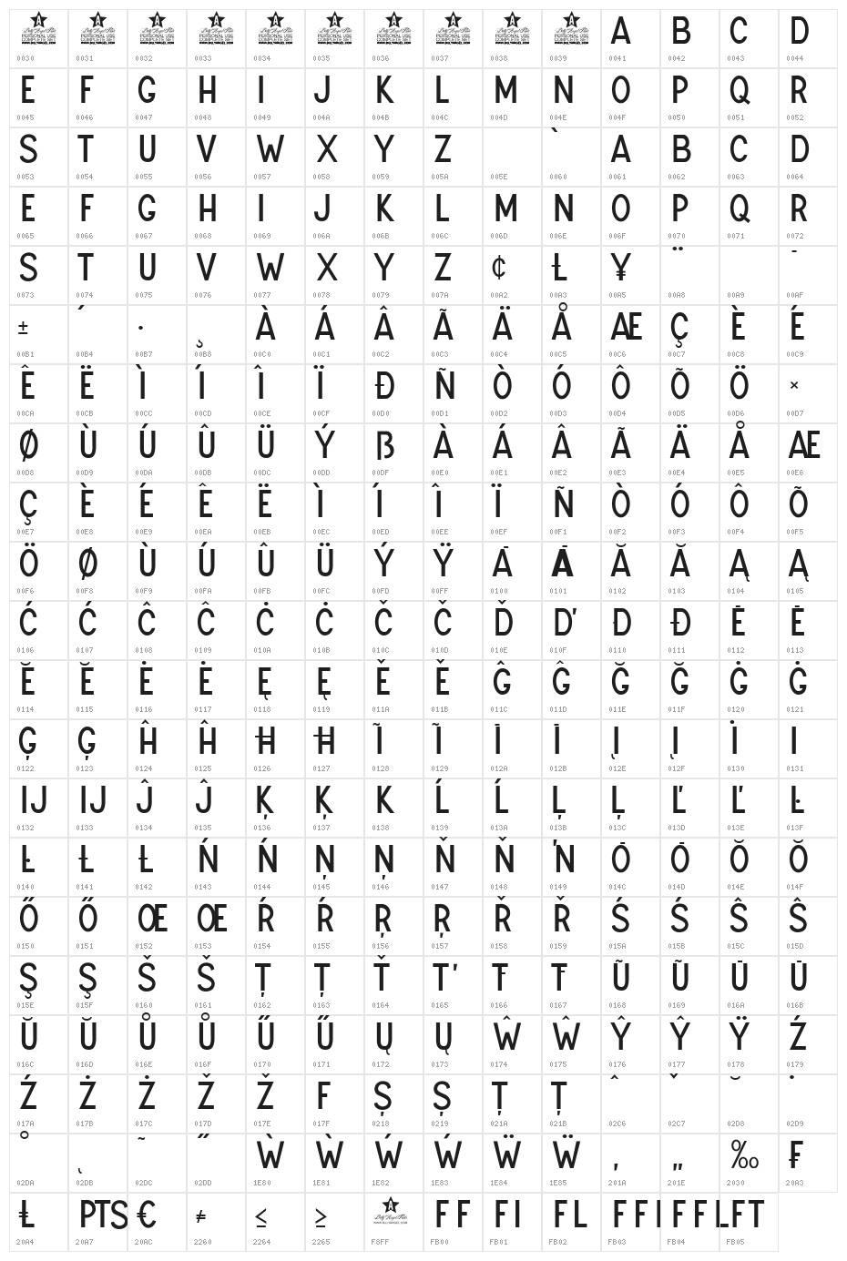 UNIVERSAL SANS PERSONAL USE Regular Character Map