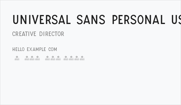 UNIVERSAL SANS PERSONAL USE Regular Business Card