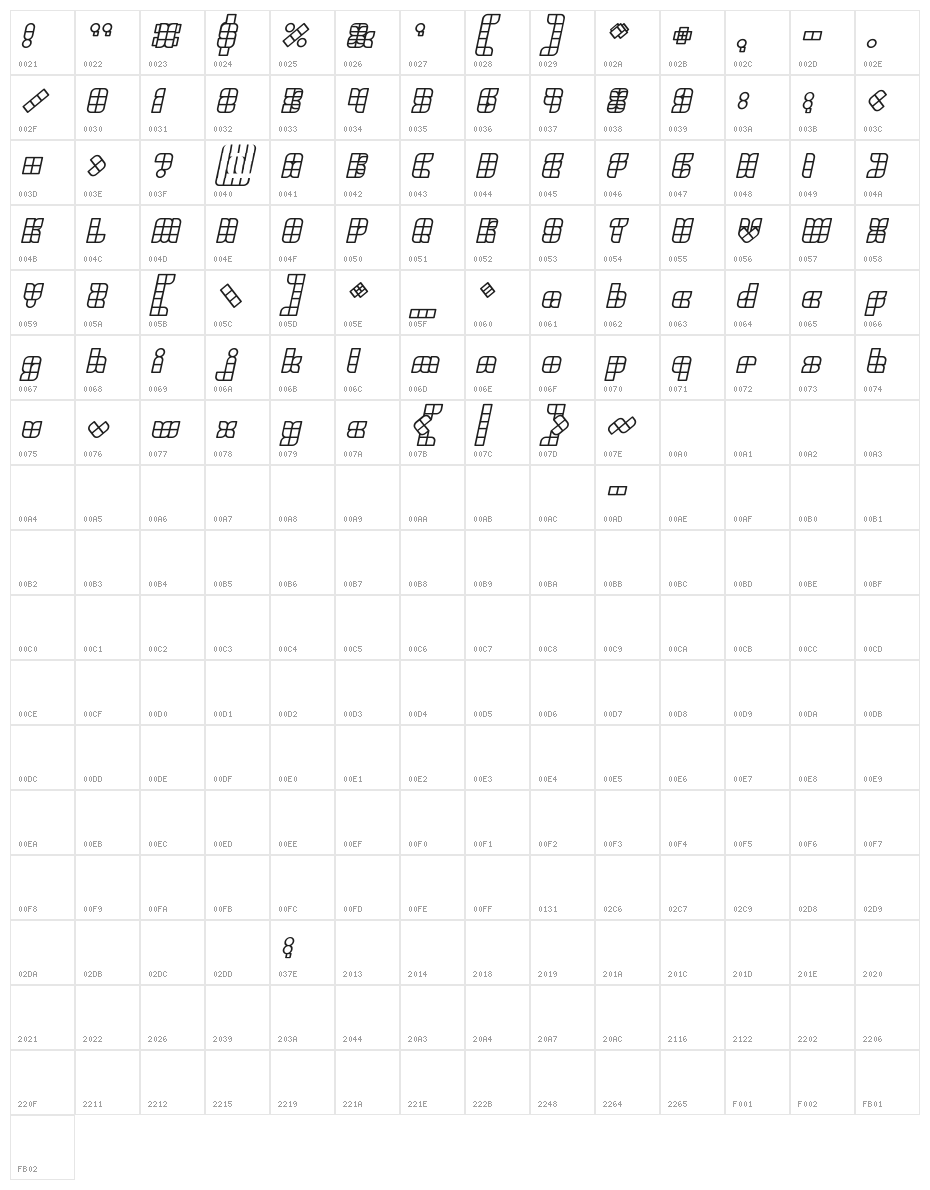 UNIVERSALISME Bold Italic Character Map