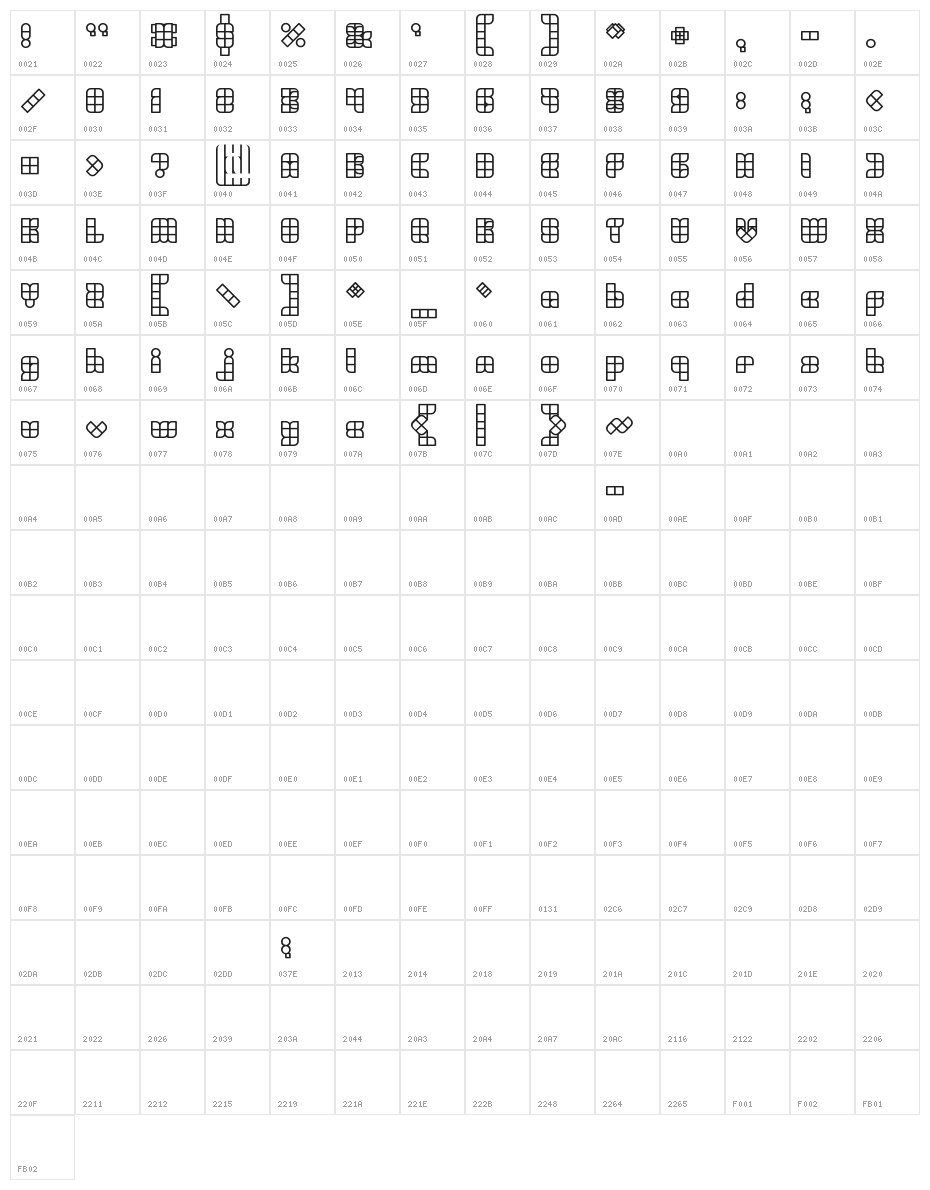 UNIVERSALISME Bold Character Map