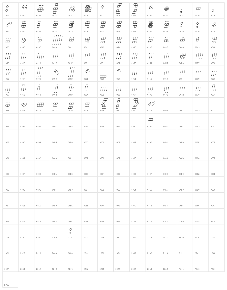 UNIVERSALISME Italic Character Map