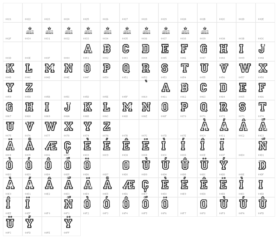 UNIVERSIDAD PERSONAL USE Bold Character Map
