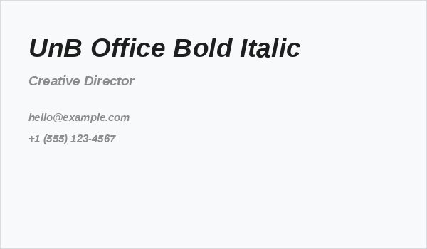UnB Office Bold Italic Business Card