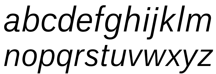 UnBPro-RegularItalic Font LOWERCASE