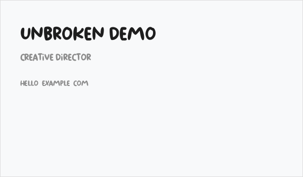 Unbroken Demo Business Card