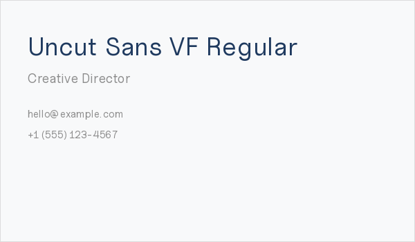 Uncut Sans VF Regular Business Card