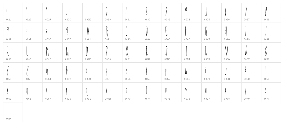 Under Water Regular Character Map