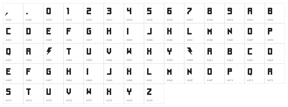 UnderStrukk Regular Character Map