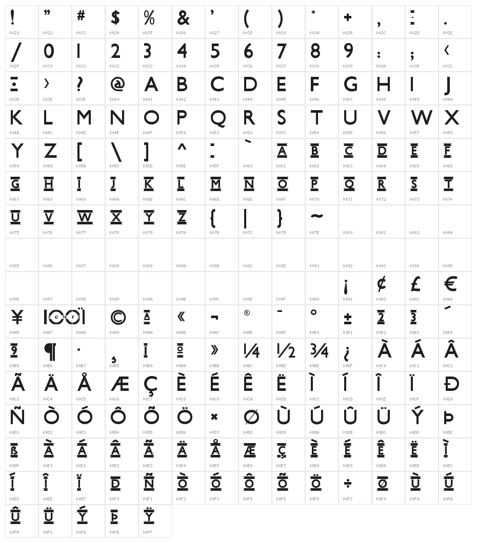 UndergroundNF Character Map