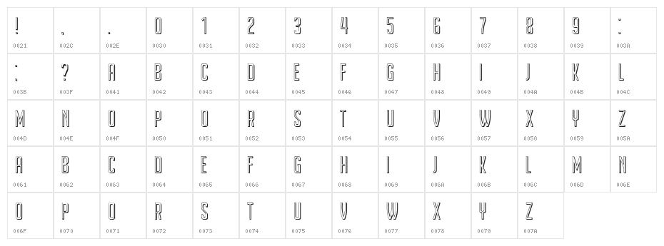Underman Book Regular Character Map