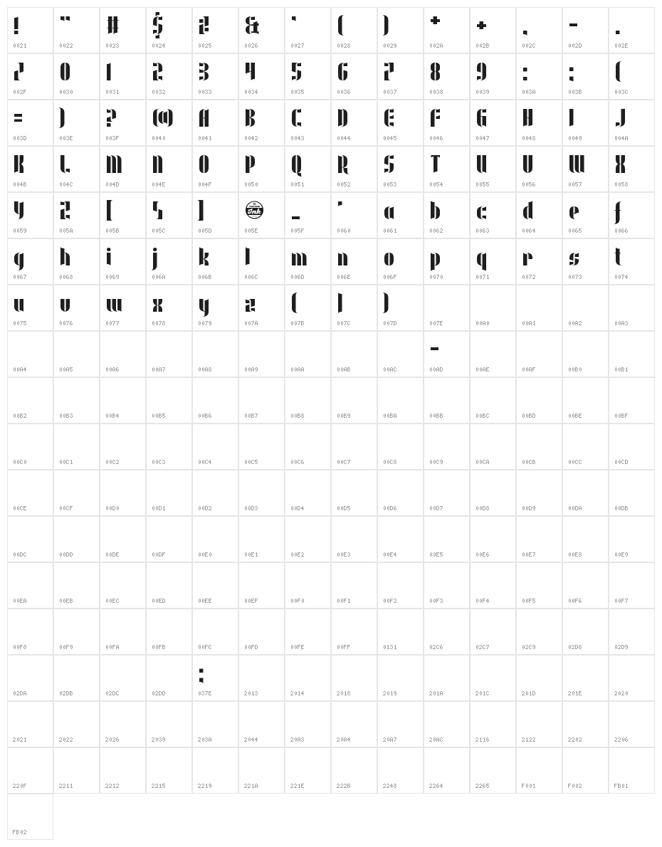Underwear Protest Character Map