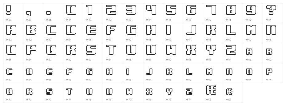 Underwhelmed Outline BRK Character Map