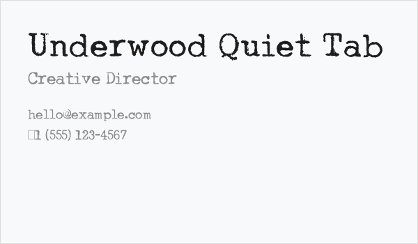 Underwood Quiet Tab Business Card