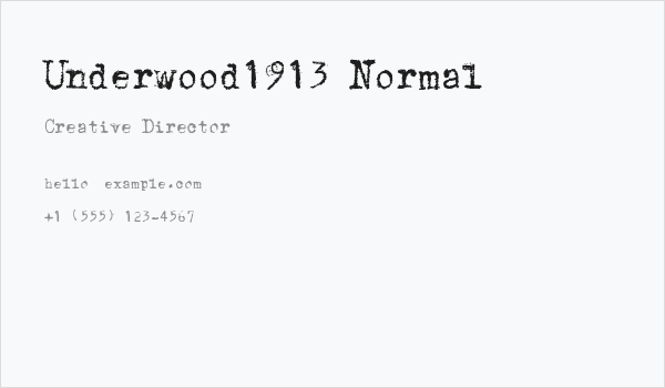 Underwood1913 Normal Business Card