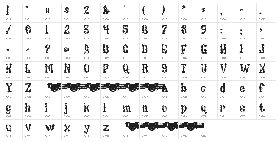 UndieCrust Character Map