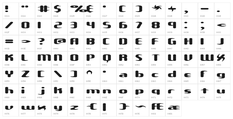 Unexplored Galaxies W -BRK- Character Map