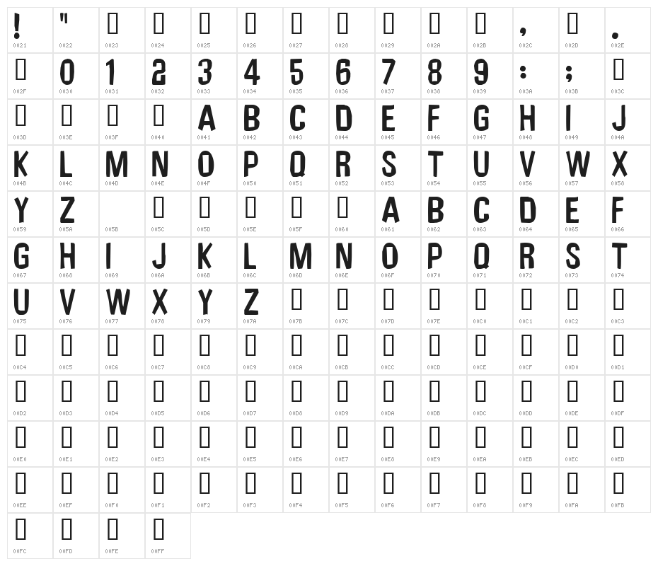 UnfinishedSympathy2 Character Map
