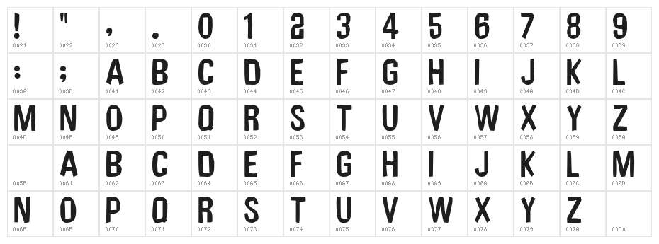 UnfinishedSympathy2 Character Map