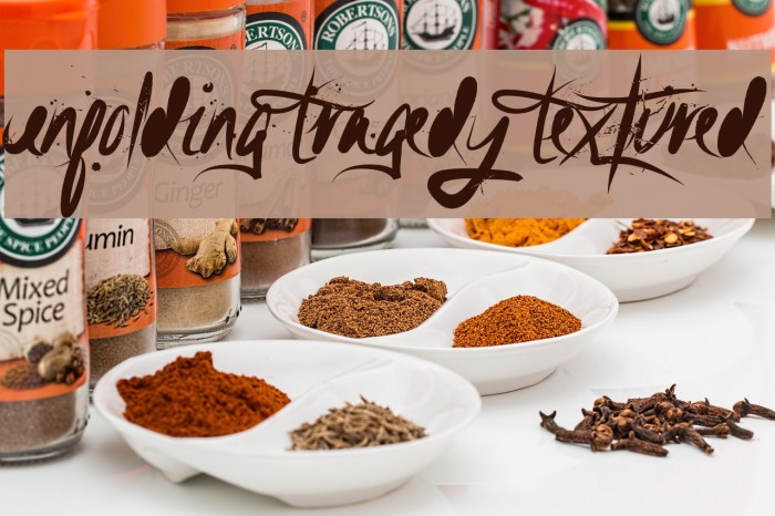 Unfolding Tragedy Textured Font examples