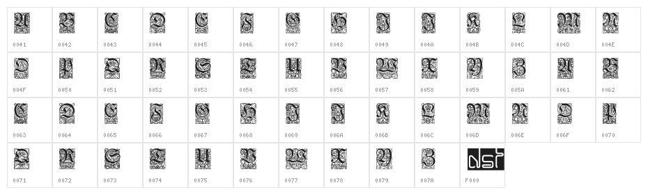 Unger-FrakturZierbuchstaben Character Map