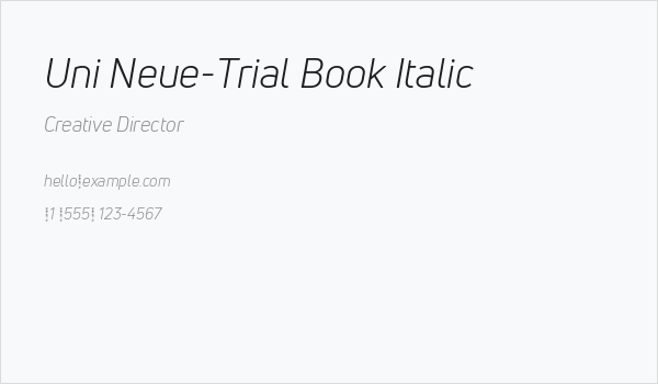 Uni Neue-Trial Book Italic Business Card