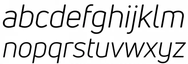 Uni Neue-Trial Book Italic Font LOWERCASE