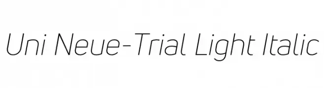 Uni Neue-Trial Light Italic  Frei Schriftart Herunterladen