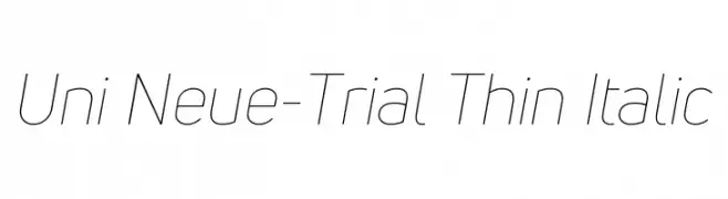 Uni Neue-Trial Thin Italic  font caratteri gratis