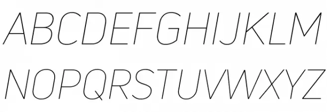 Uni Neue-Trial Thin Italic Schriftart Groß