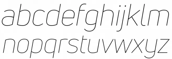 Uni Neue-Trial Thin Italic Caratteri MINUSCOLO
