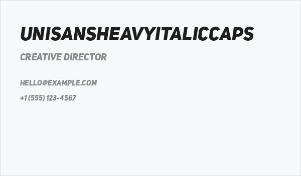 UniSansHeavyItalicCAPS Business Card
