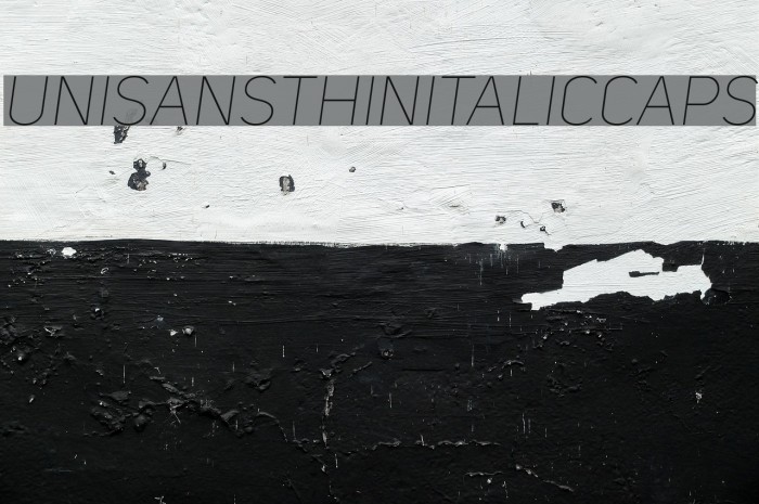 UniSansThinItalicCAPS Font examples