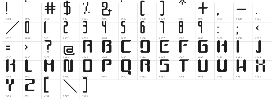 Unica Regular Character Map