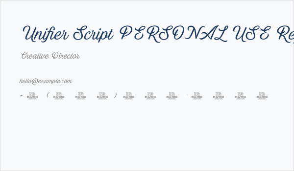 Unifier Script PERSONAL USE Regular Business Card