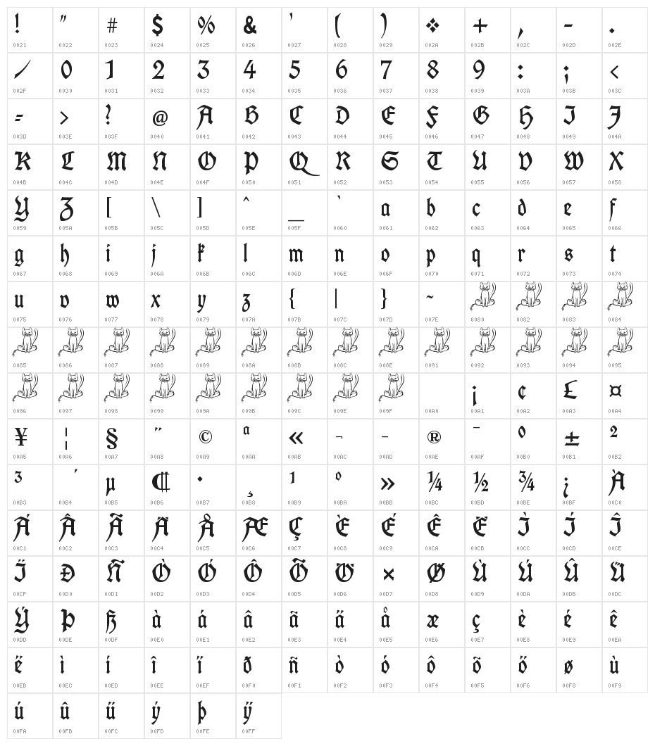 UnifrakturCook-Regular Character Map