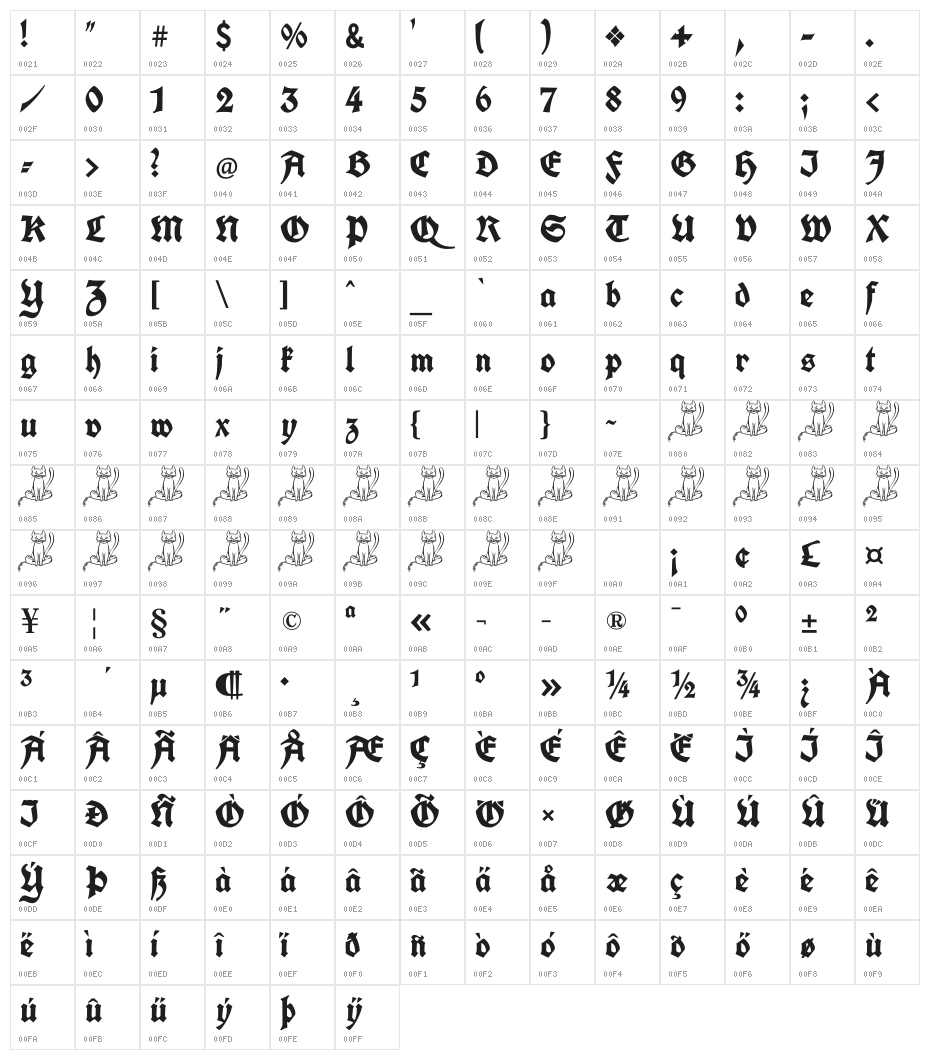 UnifrakturCook Character Map